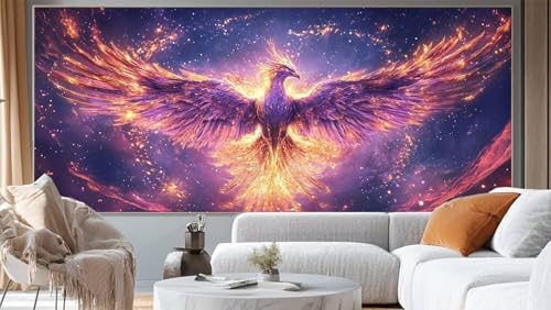 Diamond Painting Phönix Diamant Painting Bilder Mysterium Malen nach Zahlen Erwachsene,DIY 5D Diamond Painting Zubehör Mädchen Basteln Diamant Kunst Malerei Stickerei Set,Home Dekor 100 x 50 cm ll194 von Mailielie