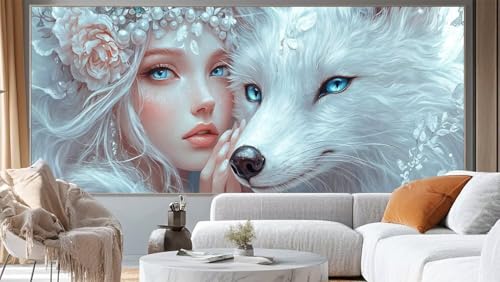 Diamond Painting Prinzessin Diamant Painting Bilder Fuchs Malen nach Zahlen Erwachsene,DIY 5D Diamond Painting Zubehör Mädchen Basteln Diamant Kunst Malerei Stickerei Set,Home Dekor 140 x 70 cm ll242 von Mailielie