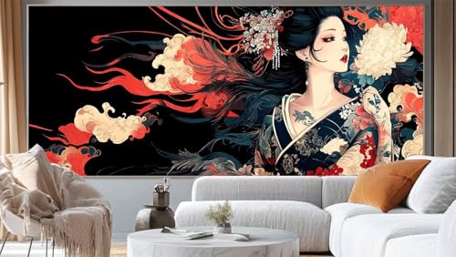 Diamond Painting Prinzessin Diamant Painting Bilder Japanisch Malen nach Zahlen Erwachsene, DIY 5D Diamond Art Mädchen Basteln Diamant Kunst Malerei Stickerei Set, Deko Wohnzimmer 300 x 100 cm ll244 von Mailielie