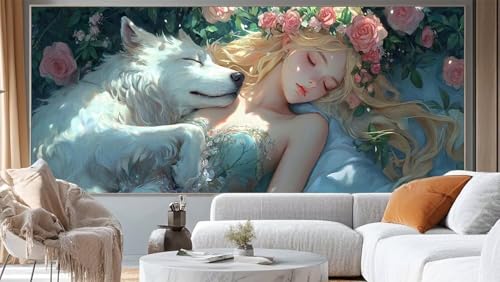 Diamond Painting Prinzessin Diamant Painting Bilder Tier Malen nach Zahlen Erwachsene,DIY Diamond Painting Zubehör 5D Diamond Art Basteln Diamant Kunst Malerei Stickerei Set,Home Dekor 100x50 cm ll240 von Mailielie