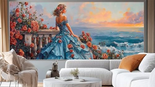 Diamond Painting Prinzessin Diamond Painting Groß XXL 150 x 60 cm, 5D Diamant Painting Bilder Sonnenuntergang Malen Nach Zahlen Erwachsene Stickerei Malerei Kit, Home Decor Geschenk für Mädchen ll243 von Mailielie