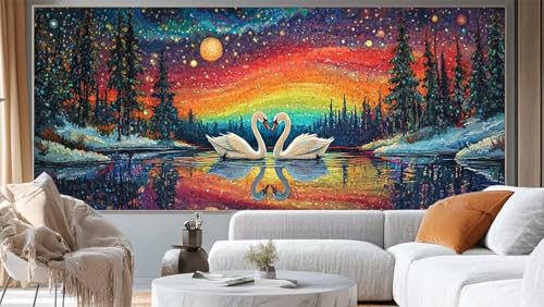 Diamond Painting Regenbogen Diamant Painting Bilder Tier Malen nach Zahlen Erwachsene,DIY Diamond Painting Zubehör 5D Diamond Art Basteln Diamant Kunst Malerei Stickerei Set,Home Dekor 120x60 cm ll22 von Mailielie