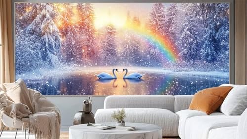 Diamond Painting Regenbogen Diamond Painting Groß XXL 150 x 60 cm, 5D Diamant Painting Bilder Winterlandschaft Malen Nach Zahlen Erwachsene Stickerei Malerei Kit, Home Decor Geschenk für Mädchen ll21 von Mailielie