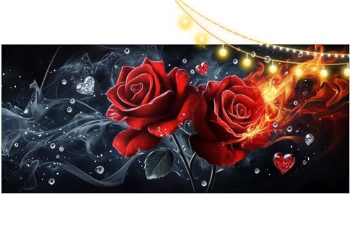 Diamond Painting Rose Diamant Painting Bilder Fantasie Malen nach Zahlen Erwachsene Kinder, 5D DIY Diamond Art Bilder Basteln Diamant Kunst Malerei Stickerei Set, Deko Wohnzimmer Zuhause 70x40 cm m480 von Mailielie