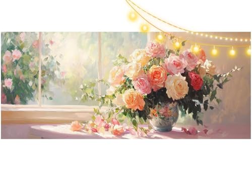 Diamond Painting Rose Diamond Painting Groß XXL 100x50 cm, 5D Diamant Painting Bilder Blume Malen Nach Zahlen Erwachsene Basteln Crystal Art Stickerei Malerei Kit, Home Decor Geschenk für Mädchen m485 von Mailielie