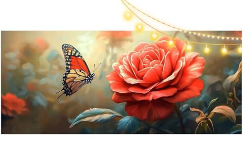 Diamond Painting Rose Diamond Painting Groß XXL 140x70 cm, 5D Diamant Painting Bilder Schmetterling Malen Nach Zahlen Erwachsene Anfänger Basteln Crystal Strass Stickerei Malerei Kit, Home Decor m487 von Mailielie