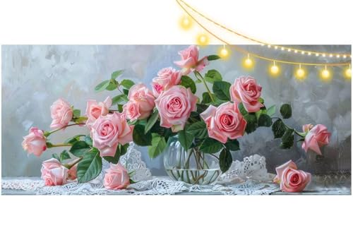 Diamond Painting Rose Diamond Painting Groß XXL 90x40 cm, 5D Diamant Painting Bilder Vintage Malen Nach Zahlen Erwachsene Basteln Crystal Stickerei Malerei Kit, Home Decor Geschenk für Mädchen m495 von Mailielie