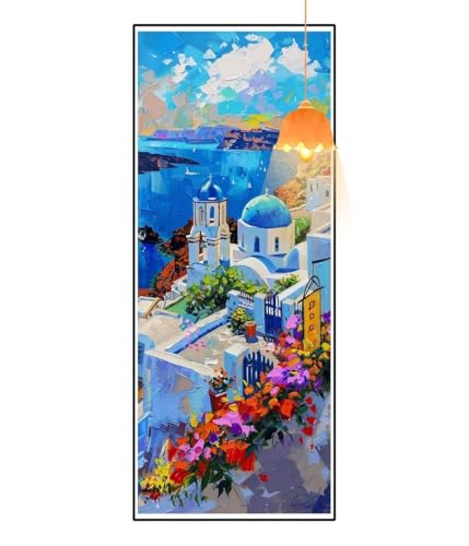 Diamond Painting Santorini Diamant Painting Bilder Erwachsene, Landschaft Diamond Painting Eckige Steine, DIY 5D Diamond Art Basteln Diamant Kunst Malerei Stickerei Set, Deko Wohnzimmer 100x50cm fa820 von Mailielie