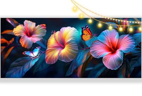 Diamond Painting Schmetterling Diamant Painting Bilder Blume Malen nach Zahlen Erwachsene,DIY 5D Diamond Painting Zubehör Mädchen Basteln Diamant Kunst Malerei Stickerei Set,Home Dekor 120x60 cm ll340 von Mailielie