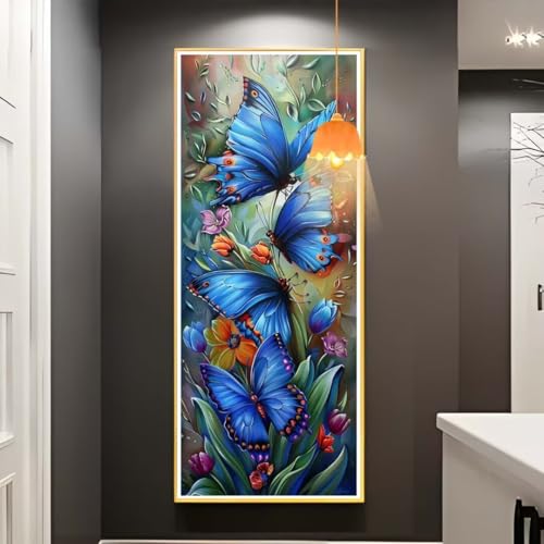 Diamond Painting Schmetterling Diamant Painting Bilder Erwachsene, Landschaft Diamond Painting Eckige Steine, DIY 5D Diamond Art Diamant Kunst Malerei Stickerei Set, Deko Wohnzimmer 100 x 50 cm fa750 von Mailielie