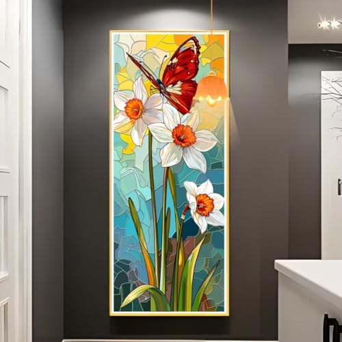 Diamond Painting Schmetterling Diamant Painting Bilder Erwachsene, Landschaft Diamond Painting Eckige Steine, DIY 5D Diamond Art Diamant Kunst Malerei Stickerei Set, Deko Wohnzimmer 100 x 50 cm fa790 von Mailielie