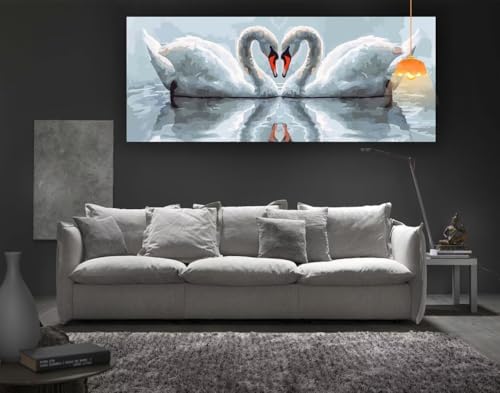 Diamond Painting Schwan Diamond Painting XXL 220 x 80 cm, 5D Diamant Painting Bilder Tier Malen Nach Zahlen Erwachsene Crystal Strass Stickerei Malerei Kit, Home Decor, Geschenk für Mädchen fa109 von Mailielie