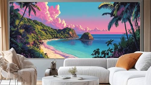 Diamond Painting Seelandschaft Diamant Painting Bilder Pflanze Malen nach Zahlen Erwachsene, DIY 5D Diamond Art Mädchen Basteln Diamant Kunst Malerei Stickerei Set, Deko Wohnzimmer 100 x 50 cm ll264 von Mailielie