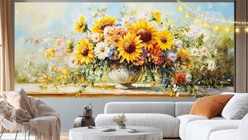 Diamond Painting Sonnenblume Diamant Painting Bilder Blume Malen nach Zahlen Erwachsene Kinder, 5D DIY Diamond Art Bilder Basteln Diamant Kunst Malerei Stickerei Set, Deko Wohnzimmer 180x90 cm m104 von Mailielie