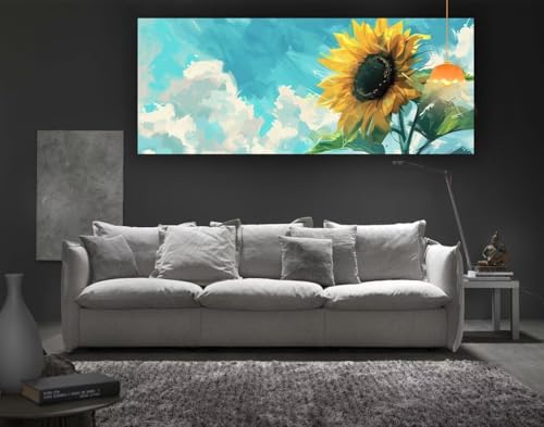 Diamond Painting Sonnenblume Diamant Painting Bilder Erwachsene, Blume Diamond Painting Eckige Steine, DIY 5D Diamond Art Basteln Diamant Kunst Malerei Stickerei Set, Deko Wohnzimmer 150 x 60 cm fa8 von Mailielie