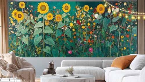 Diamond Painting Sonnenblume Diamond Painting Groß XXL 100x50 cm, 5D Diamant Painting Bilder Weinlese Malen Nach Zahlen Erwachsene Anfänger Basteln Crystal Art Stickerei Malerei Kit, Home Decor m115 von Mailielie