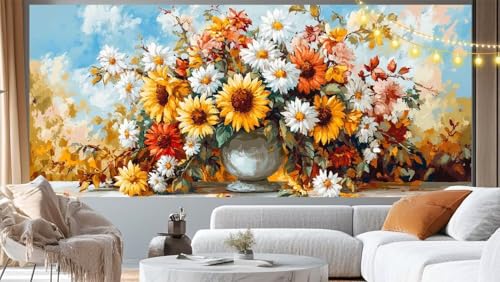 Diamond Painting Sonnenblume Diamond Painting Groß XXL 160x80 cm, 5D Diamant Painting Bilder Blume Malen Nach Zahlen Erwachsene Anfänger Basteln Crystal Strass Stickerei Malerei Kit, Home Decor m109 von Mailielie