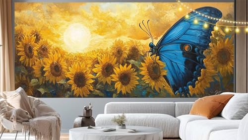 Diamond Painting Sonnenblume Diamond Painting Groß XXL 70x40 cm, 5D Diamant Painting Bilder Schmetterling Malen Nach Zahlen Erwachsene Anfänger Basteln Crystal Stickerei Malerei Kit, Home Decor m111 von Mailielie