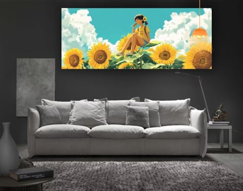 Diamond Painting Sonnenblume Diamond Painting XXL 100 x 50 cm, 5D Diamant Painting Bilder Landschaft Malen Nach Zahlen Erwachsene Crystal Stickerei Malerei Kit, Home Decor Geschenk für Mädchen fa145 von Mailielie