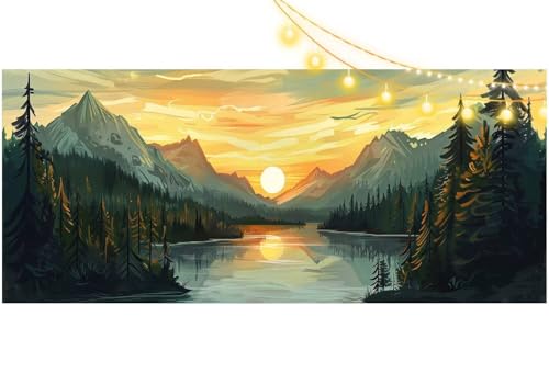 Diamond Painting Sonnenuntergang Diamant Painting Bilder Berg Malen nach Zahlen Erwachsene Kinder, 5D DIY Diamond Art Bilder Basteln Diamant Kunst Malerei Stickerei Set, Deko Wohnzimmer 140x70 cm m548 von Mailielie