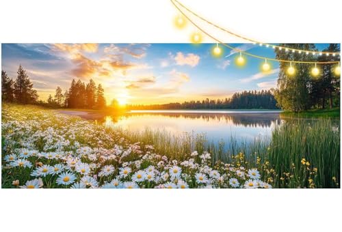 Diamond Painting Sonnenuntergang Diamant Painting Bilder Blume Malen nach Zahlen Erwachsene Kinder, 5D DIY Diamond Art Bilder Basteln Diamant Kunst Malerei Stickerei Set, Deko Wohnzimmer 60x30 cm m554 von Mailielie