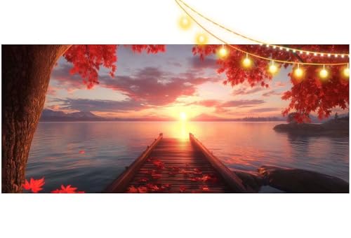 Diamond Painting Sonnenuntergang Diamant Painting Bilder Herbst Malen nach Zahlen Erwachsene Kinder, DIY Diamond Art Bilder Basteln Diamant Kunst Malerei Stickerei Set, Deko Wohnzimmer 120x60 cm m550 von Mailielie