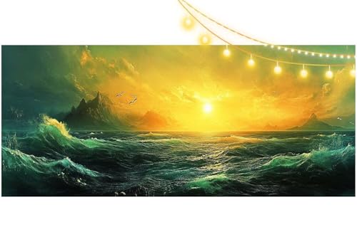 Diamond Painting Sonnenuntergang Diamant Painting Bilder Meerblick Malen nach Zahlen Erwachsene, 5D DIY Diamond Art Bilder Basteln Diamant Kunst Malerei Stickerei Set, Deko Wohnzimmer 180x90 cm m568 von Mailielie