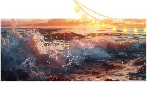 Diamond Painting Sonnenuntergang Diamant Painting Bilder Wellen Malen nach Zahlen Erwachsene Kinder, DIY Diamond Art Bilder Basteln Diamant Kunst Malerei Stickerei Set, Deko Wohnzimmer 120x60 cm m564 von Mailielie