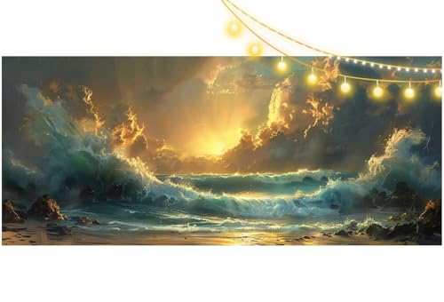 Diamond Painting Sonnenuntergang Diamond Painting Groß XXL 100 X 50 CM, Diamant Painting Bilder Ozeanwellen Malen Nach Zahlen Erwachsene Anfänger Basteln Crystal Stickerei Malerei Kit, Home Decor m565 von Mailielie