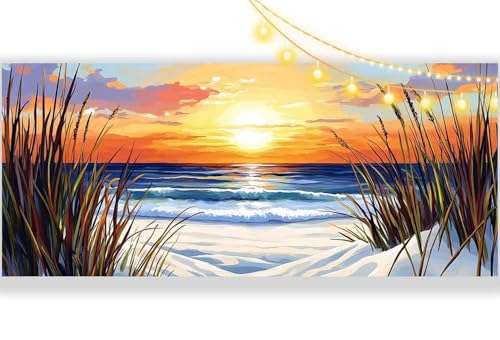 Diamond Painting Sonnenuntergang Diamond Painting Groß XXL 100x200 cm, 5D Diamant Painting Bilder Meerblick Malen Nach Zahlen Erwachsene Basteln Crystal Strass Stickerei Malerei Kit, Home Decor mm514 von Mailielie