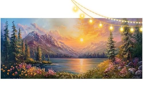 Diamond Painting Sonnenuntergang Diamond Painting Groß XXL 100x50 cm, 5D Diamant Painting Bilder Bergblick Malen Nach Zahlen Erwachsene Anfänger Basteln Crystal Stickerei Malerei Kit, Home Decor m545 von Mailielie