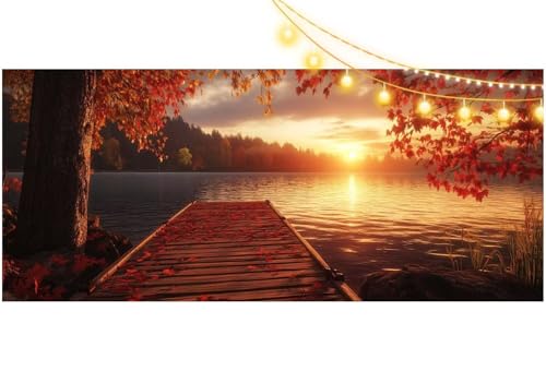 Diamond Painting Sonnenuntergang Diamond Painting Groß XXL 140x70 cm, 5D Diamant Painting Bilder Herbst Malen Nach Zahlen Erwachsene Anfänger Basteln Crystal Stickerei Malerei Kit, Home Decor m551 von Mailielie