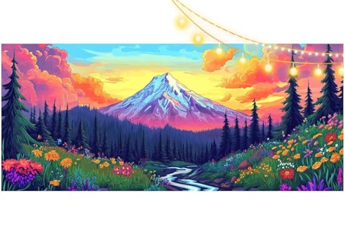 Diamond Painting Sonnenuntergang Diamond Painting Groß XXL 150x60 cm, 5D Diamant Painting Bilder Bergblick Malen Nach Zahlen Erwachsene Anfänger Basteln Crystal Stickerei Malerei Kit, Home Decor m543 von Mailielie