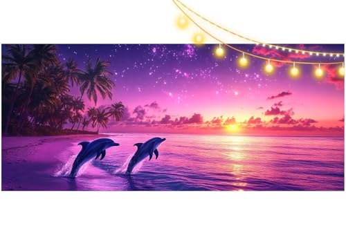 Diamond Painting Sonnenuntergang Diamond Painting Groß XXL 160x80 cm, 5D Diamant Painting Bilder Delphin Malen Nach Zahlen Erwachsene Anfänger Basteln Crystal Stickerei Malerei Kit, Home Decor m563 von Mailielie