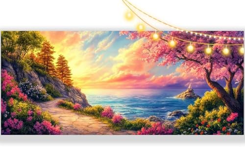 Diamond Painting Sonnenuntergang Diamond Painting Groß XXL 180x90 cm, 5D Diamant Painting Bilder Landschaft Malen Nach Zahlen Erwachsene Basteln Crystal Strass Stickerei Malerei Kit, Home Decor mm498 von Mailielie