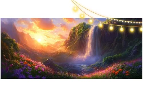 Diamond Painting Sonnenuntergang Diamond Painting Groß XXL 200x80 cm, 5D Diamant Painting Bilder Berg Malen Nach Zahlen Erwachsene Anfänger Basteln Crystal Art Stickerei Malerei Kit, Home Decor m547 von Mailielie