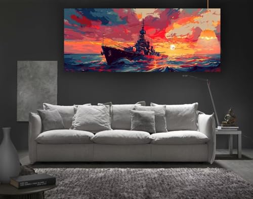 Diamond Painting Sonnenuntergang Diamond Painting XXL 100 x 50 cm,5D Diamant Painting Bilder Boot Malen Nach Zahlen Erwachsene Crystal Strass Stickerei Malerei Kit,Home Decor Geschenk für Mädchen fa95 von Mailielie