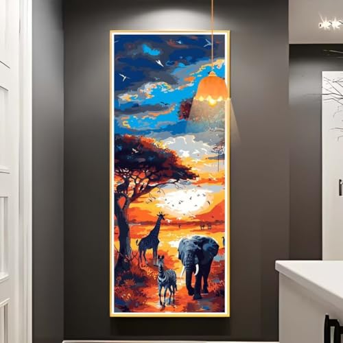 Diamond Painting Tier Diamant Painting Bilder Erwachsene, Elefant Diamond Painting Eckige Steine, DIY 5D Diamond Art Basteln Diamant Kunst Malerei Stickerei Set, Deko Wohnzimmer 200 x 100 cm fa760 von Mailielie