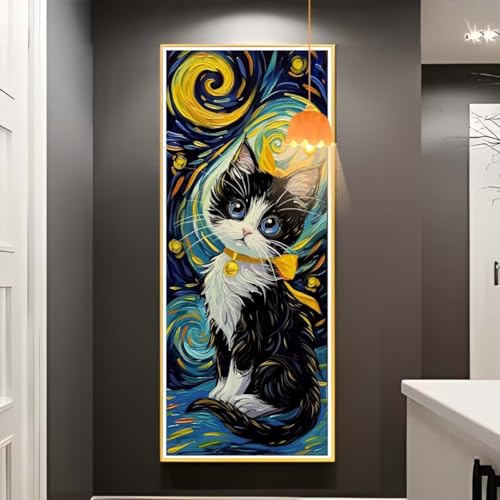 Diamond Painting Tier Diamant Painting Bilder Erwachsene, Katze Diamond Painting Eckige Steine, DIY Diamond Painting Zubehör 5D Diamond Art Diamant Malerei Stickerei, Deko Wohnzimmer 100 x 50 cm fa780 von Mailielie