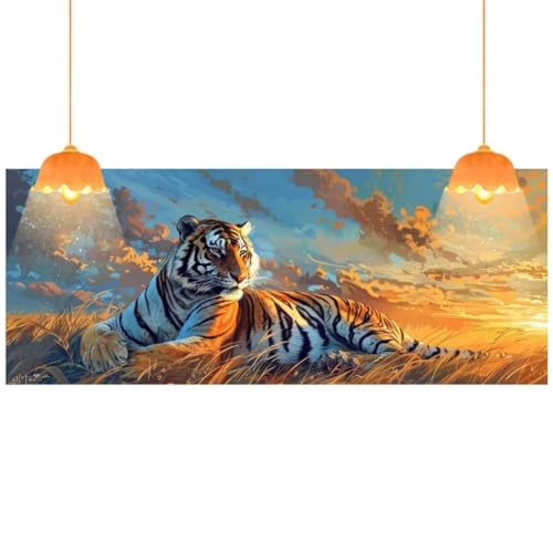 Diamond Painting Tier Diamant Painting Bilder Erwachsene, Tiger Diamond Painting Runde Steine, DIY Diamond Painting Zubehör 5D Diamond Art Diamant Malerei Stickerei, Deko Wohnzimmer 200x100 cm fa420 von Mailielie