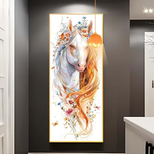 Diamond Painting Tier Diamond Painting XXL 100x200 cm, 5D Diamant Painting Bilder Pferd Diamond Painting Malen Nach Zahlen Erwachsene Crystal Strass Stickerei Malerei Kit, Home Decor Geschenk fa745 von Mailielie