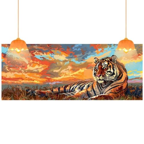 Diamond Painting Tiger Diamond Painting XXL 100 x 50 cm, 5D Diamant Painting Bilder Tier Diamond Painting Malen Nach Zahlen Erwachsene Crystal Strass Stickerei Malerei Kit, Home Decor Geschenk fa379 von Mailielie