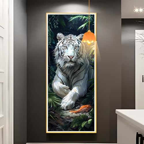 Diamond Painting Tiger Diamond Painting XXL 100x200 cm, 5D Diamant Painting Bilder Tier Diamond Painting Malen Nach Zahlen Erwachsene Crystal Strass Stickerei Malerei Kit, Home Decor Geschenk fa723 von Mailielie