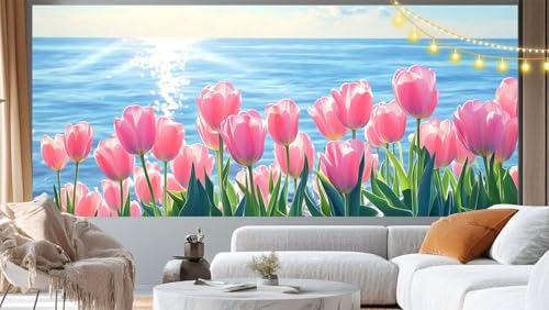 Diamond Painting Tulpe Diamant Painting Bilder Blume Malen nach Zahlen Erwachsene Kinder, 5D DIY Diamond Art Bilder Basteln Diamant Kunst Malerei Stickerei Set, Deko Wohnzimmer Zuhause 100x50 cm m54 von Mailielie