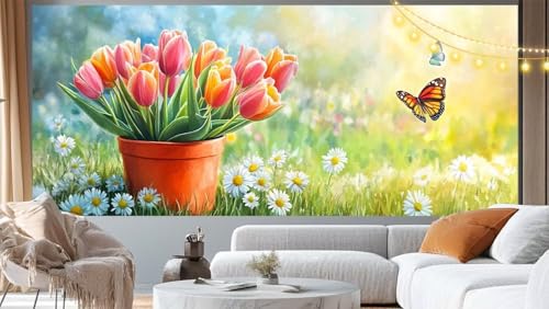 Diamond Painting Tulpe Diamant Painting Bilder Blume Malen nach Zahlen Erwachsene Kinder, 5D DIY Diamond Art Bilder Basteln Diamant Kunst Malerei Stickerei Set, Deko Wohnzimmer Zuhause 70x40 cm m56 von Mailielie