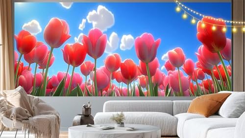 Diamond Painting Tulpe Diamant Painting Bilder Landschaft Malen nach Zahlen Erwachsene Kinder, DIY Diamond Art Bilder Basteln Diamant Kunst Malerei Stickerei Set, Deko Wohnzimmer Zuhause 100x50 cm m60 von Mailielie