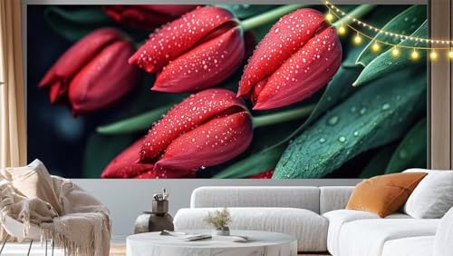 Diamond Painting Tulpe Diamant Painting Bilder Pflanze Malen nach Zahlen Erwachsene Kinder, 5D DIY Diamond Art Bilder Basteln Diamant Kunst Malerei Stickerei Set, Deko Wohnzimmer Zuhause 120x60 cm m50 von Mailielie