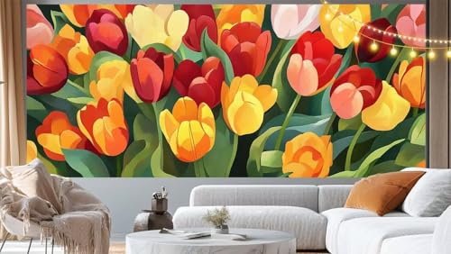 Diamond Painting Tulpe Diamond Painting Groß XXL 150x60 cm, 5D Diamant Painting Bilder Blume Malen Nach Zahlen Erwachsene Basteln Crystal Art Stickerei Malerei Kit, Home Decor Geschenk für Mädchen m55 von Mailielie