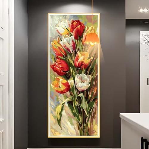 Diamond Painting Tulpe Diamond Painting XXL 50x100 cm, 5D Diamant Painting Bilder Pflanze Malen Nach Zahlen Erwachsene Crystal Strass Stickerei Malerei Kit, Home Decor, Geschenk für Mädchen fa719 von Mailielie