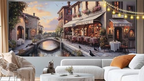 Diamond Painting Venedig Diamant Painting Bilder Landschaft Malen nach Zahlen Erwachsene Kinder, 5D DIY Diamond Art Bilder Basteln Diamant Kunst Malerei Stickerei Set, Deko Wohnzimmer 70x40 cm m158 von Mailielie